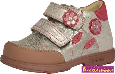 Szamos lány szupinált gyerekcipő 31-35 ezüst-pink virágos