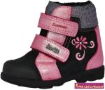   Szamos lány szupinált SzamTex/vízálló téli bélelt gyerekcipő 25-30 fekete-pink-ezüst virágos