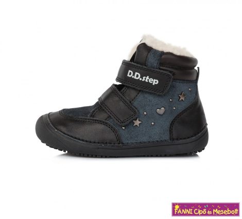 D.D. step lány "Barefoot"  téli bélelt vízlepergető gyerekcipő 25-30 fekete